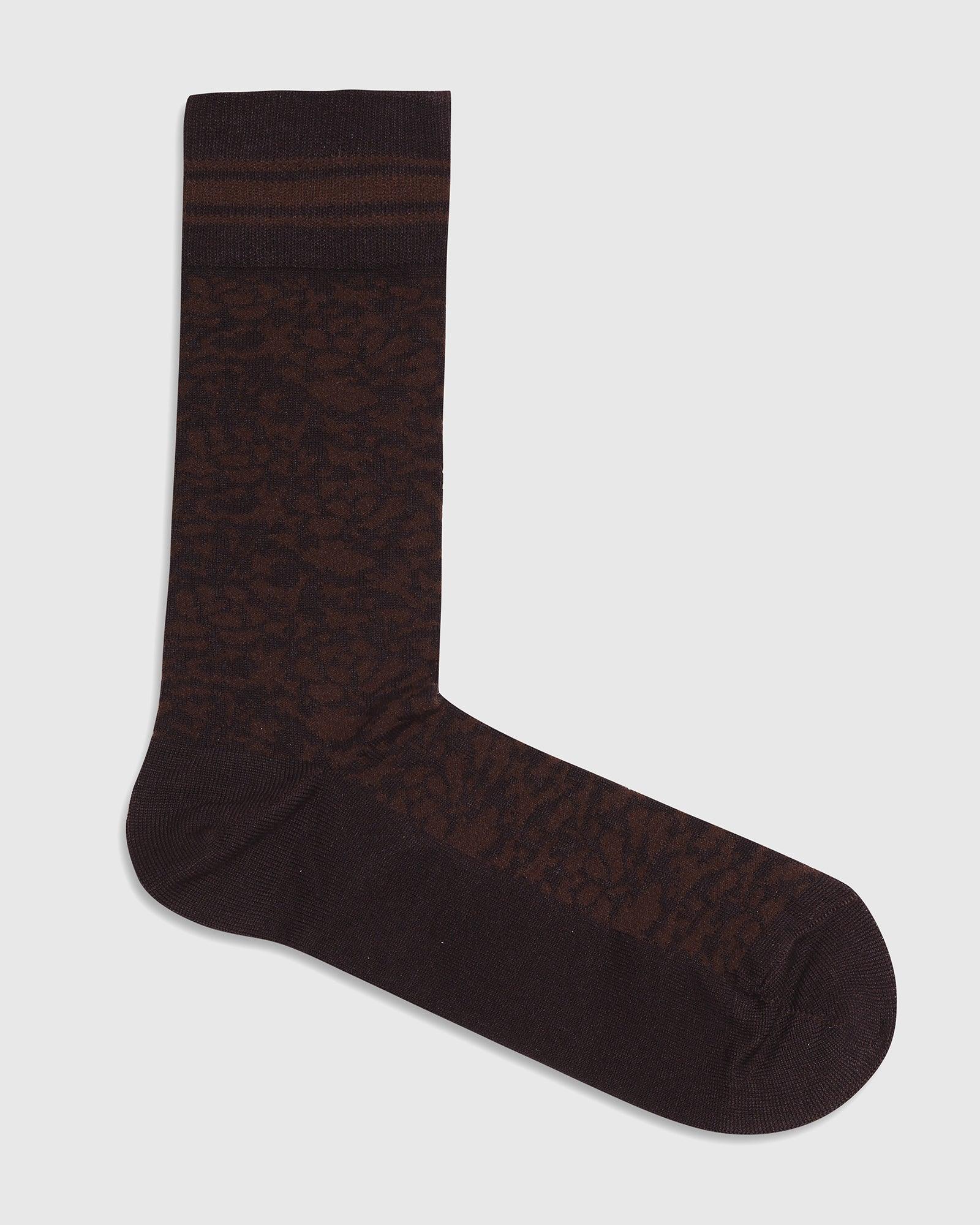 Cotton Brown Printed Socks - Quan