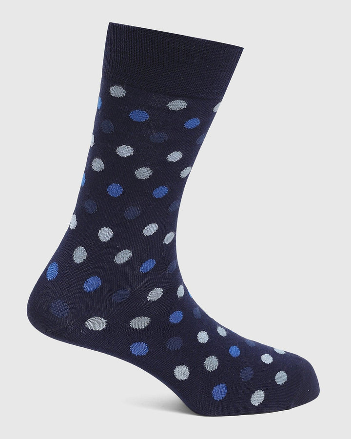 Cotton Dark Navy Printed Socks - Quron