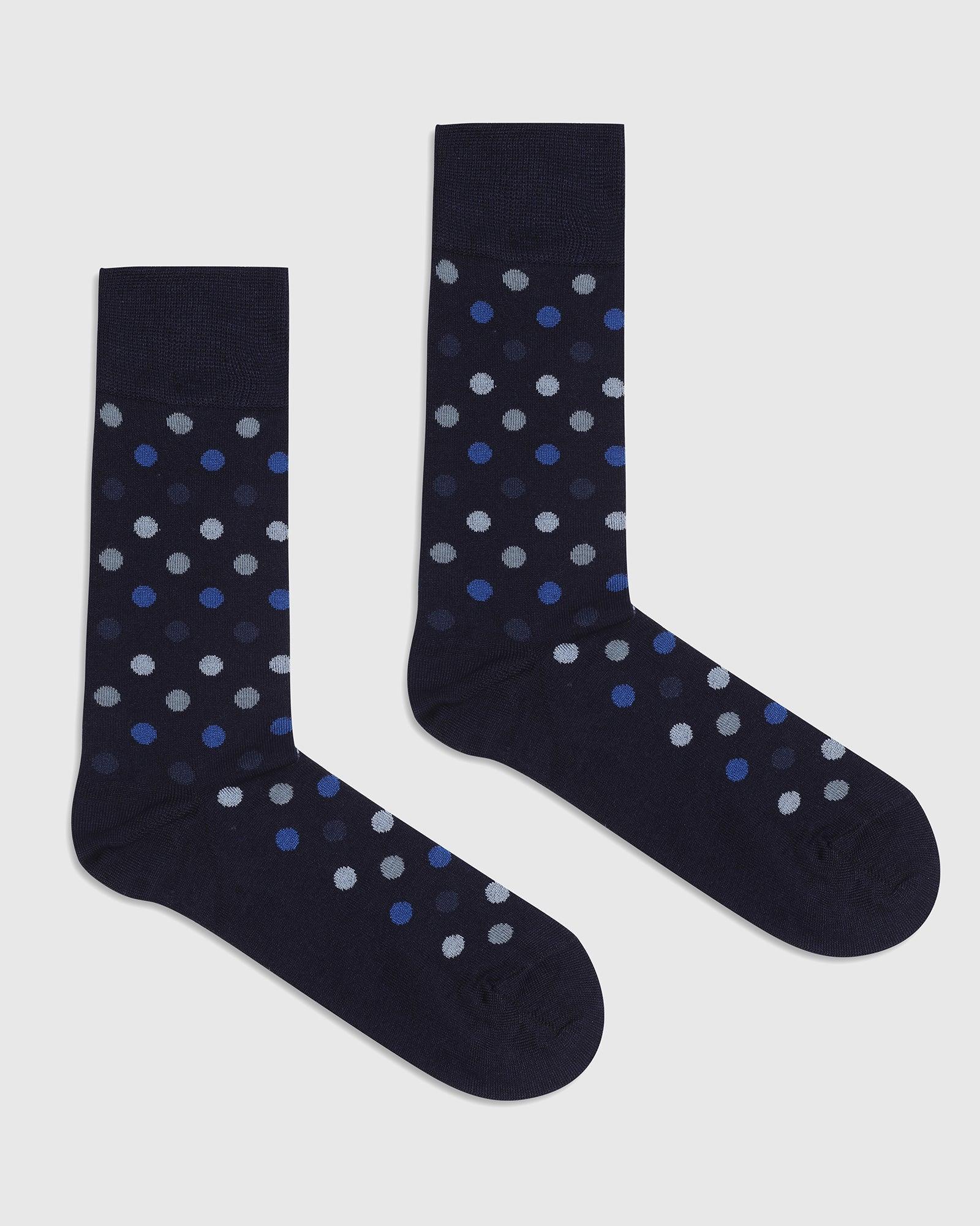 Cotton Dark Navy Printed Socks - Quron