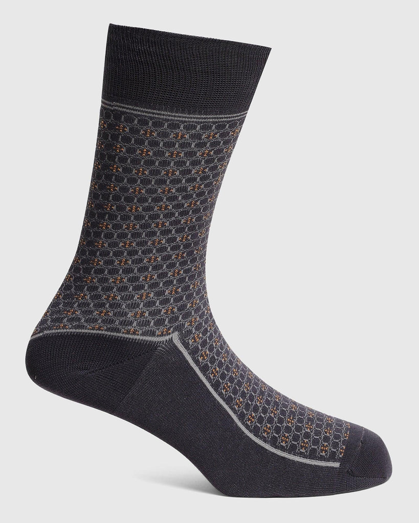 Cotton Grey Printed Socks - Quiro