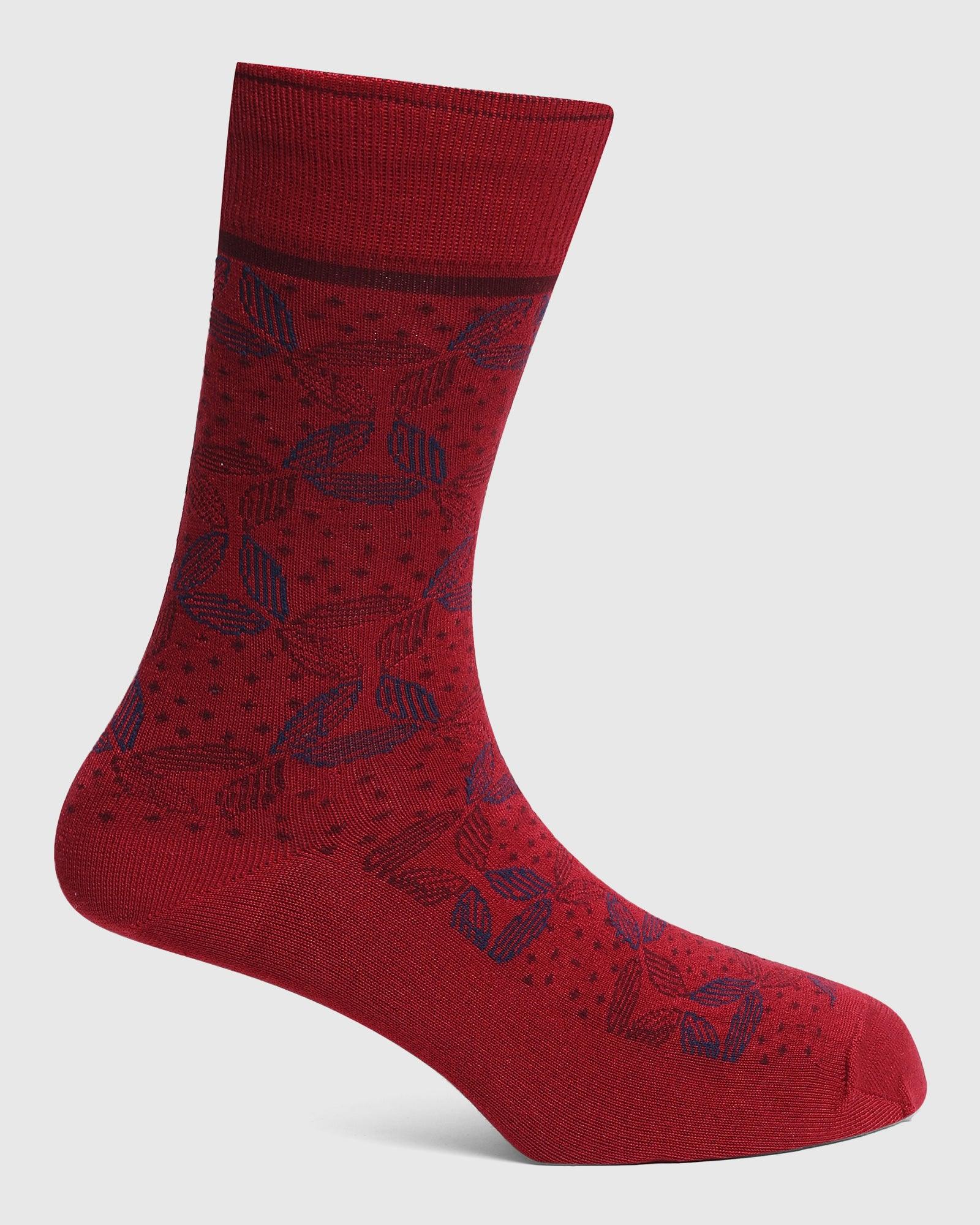Cotton Maroon Printed Socks - Qalar