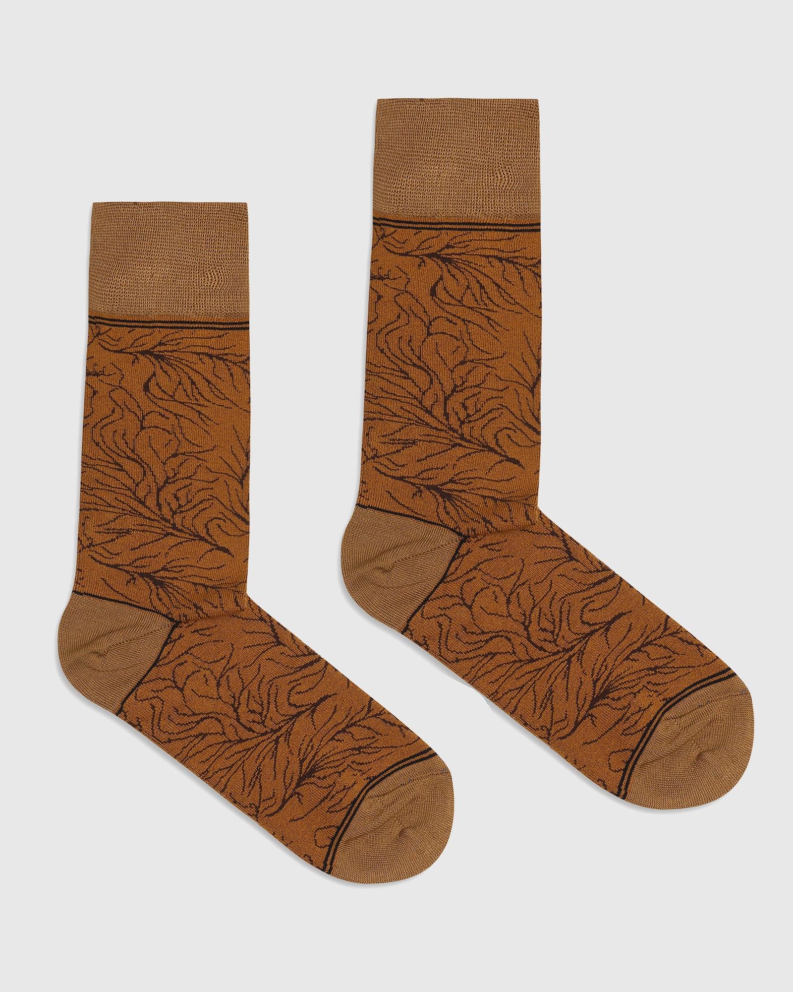 Cotton Mustard Printed Socks - Quintus