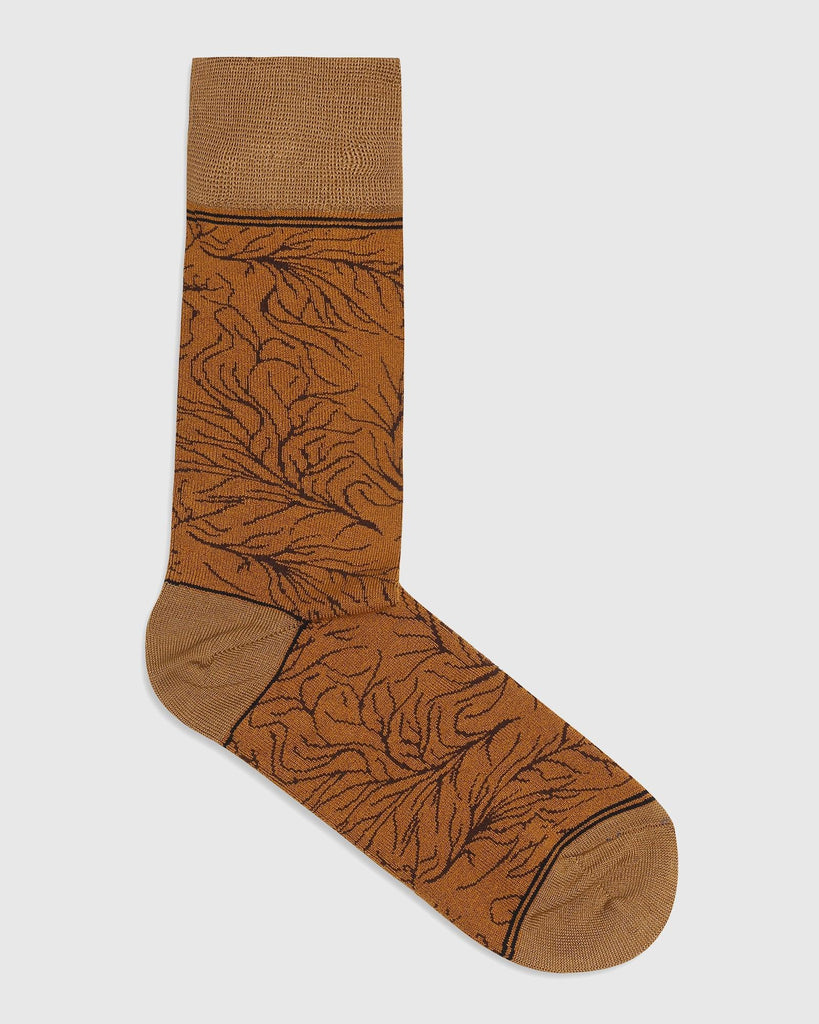 Cotton Mustard Printed Socks - Quintus