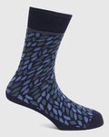 Printed Cotton Socks In Navy (Qias) - Blackberrys
