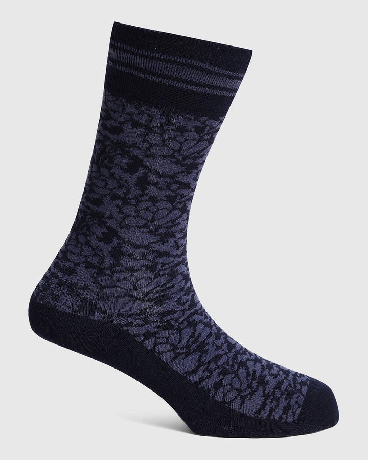 Cotton Navy Printed Socks - Quan