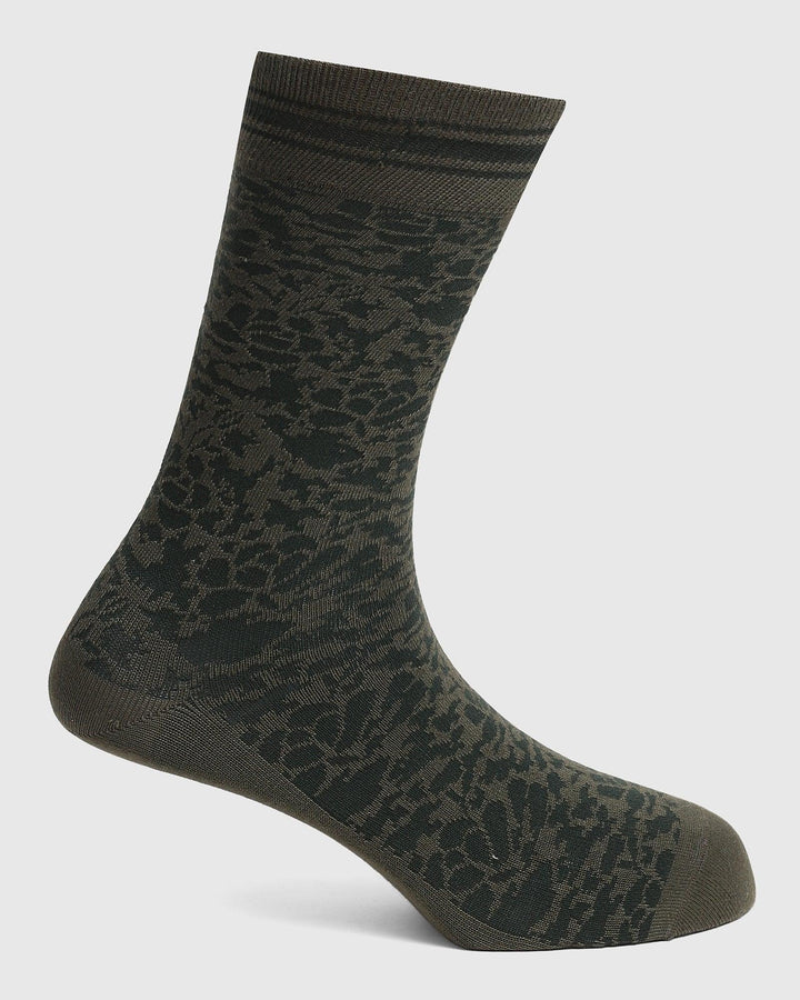 Cotton Olive Printed Socks - Quan