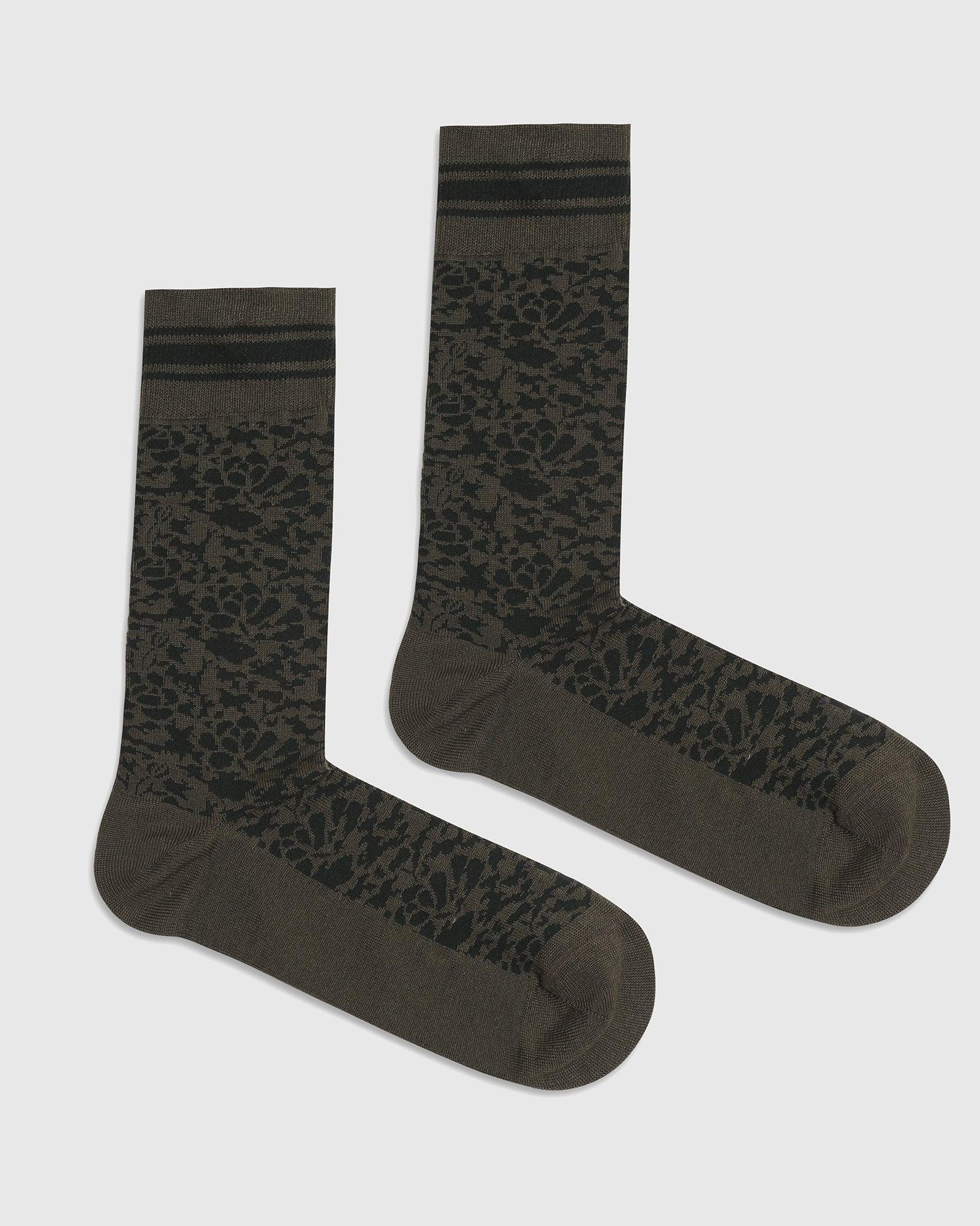 Cotton Olive Printed Socks - Quan