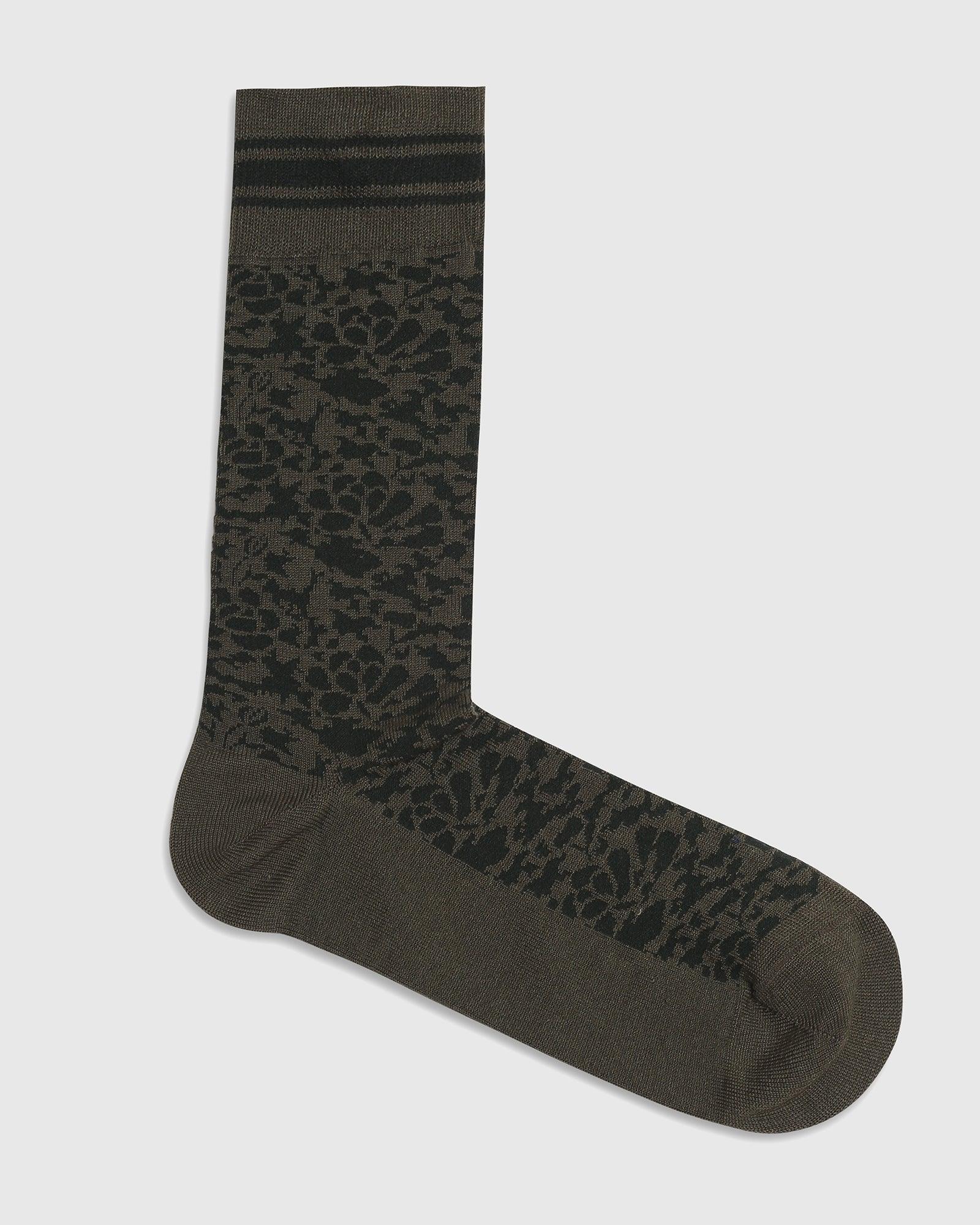 Cotton Olive Printed Socks - Quan