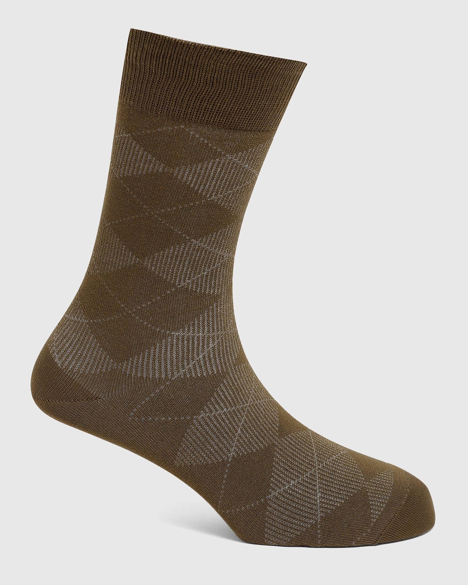 Cotton Olive Printed Socks Quote
