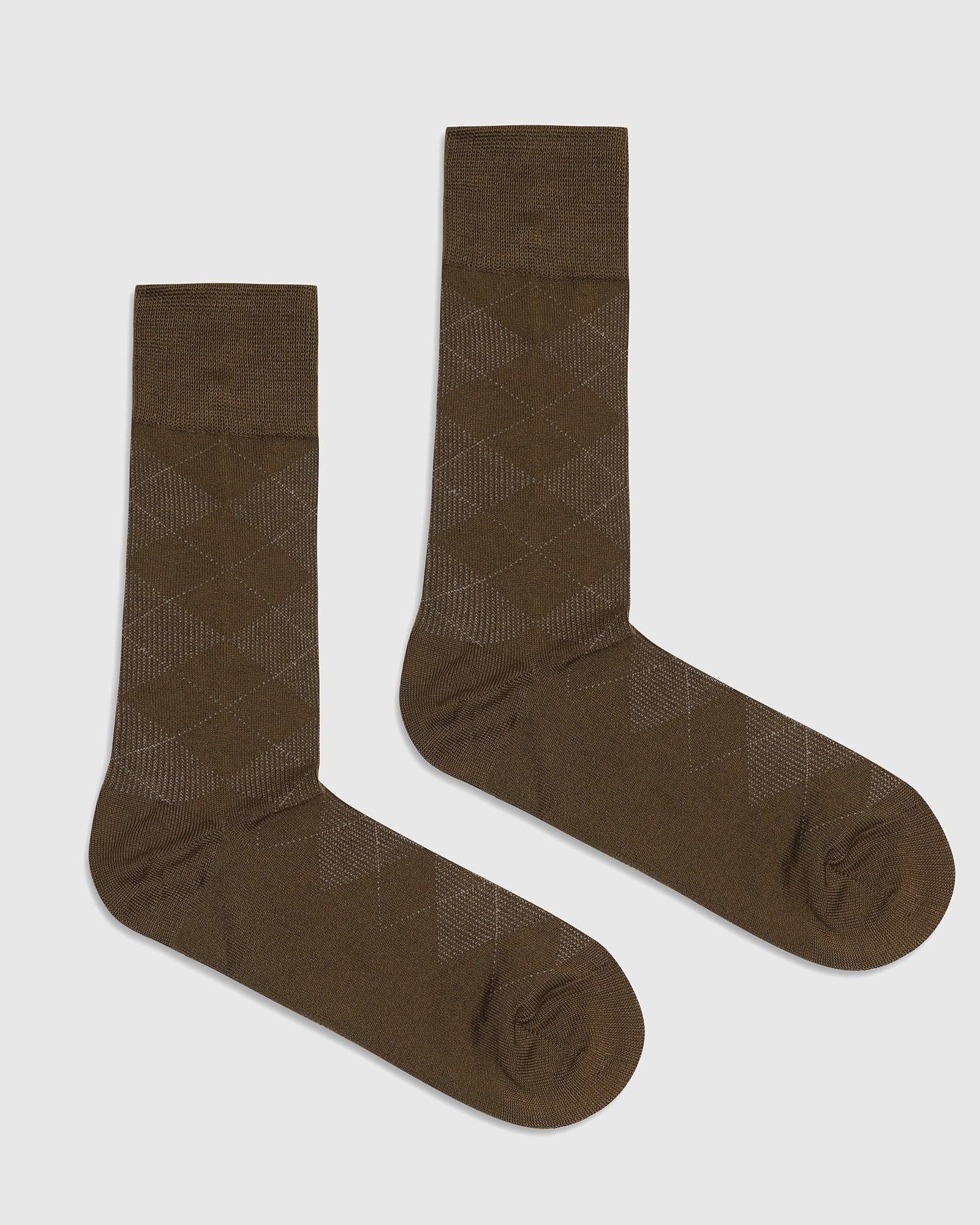Cotton Olive Printed Socks Quote