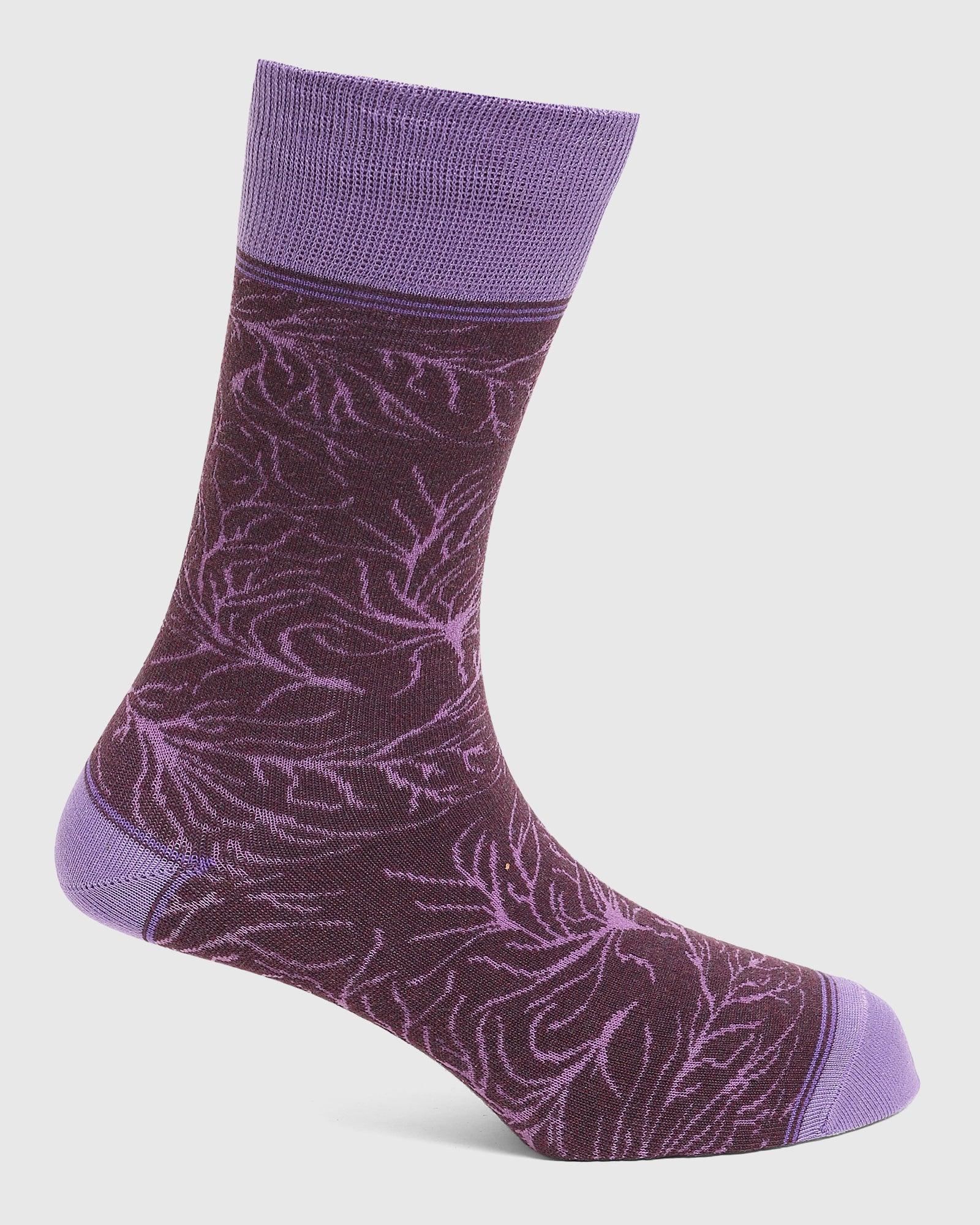 Cotton Purple Printed Socks - Quintus