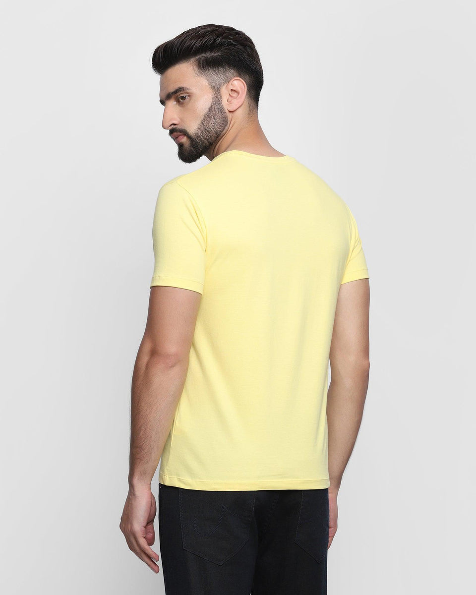 Crew Neck Bright Yellow Printed T-Shirt - Forest