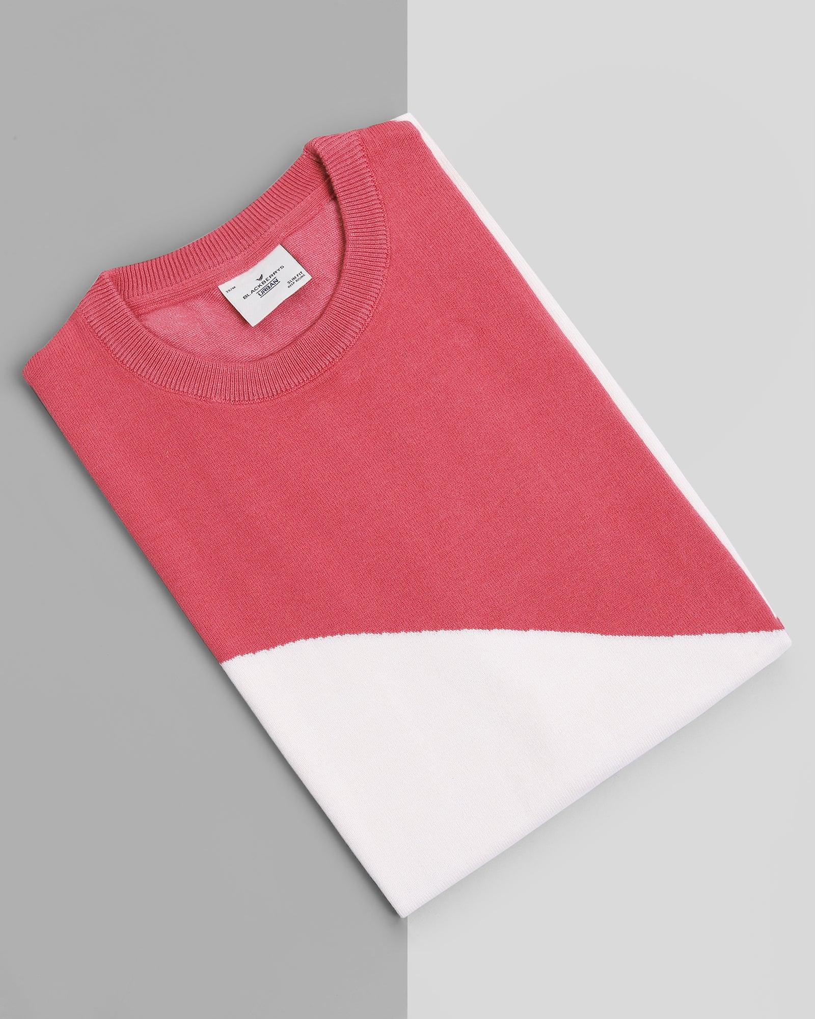 Crew Neck Dusty Pink Printed T Shirt - Genny