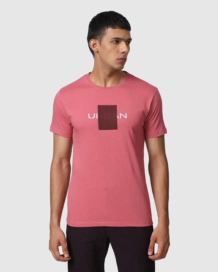 Crew Neck Dusty Pink Printed T-Shirt - Milano