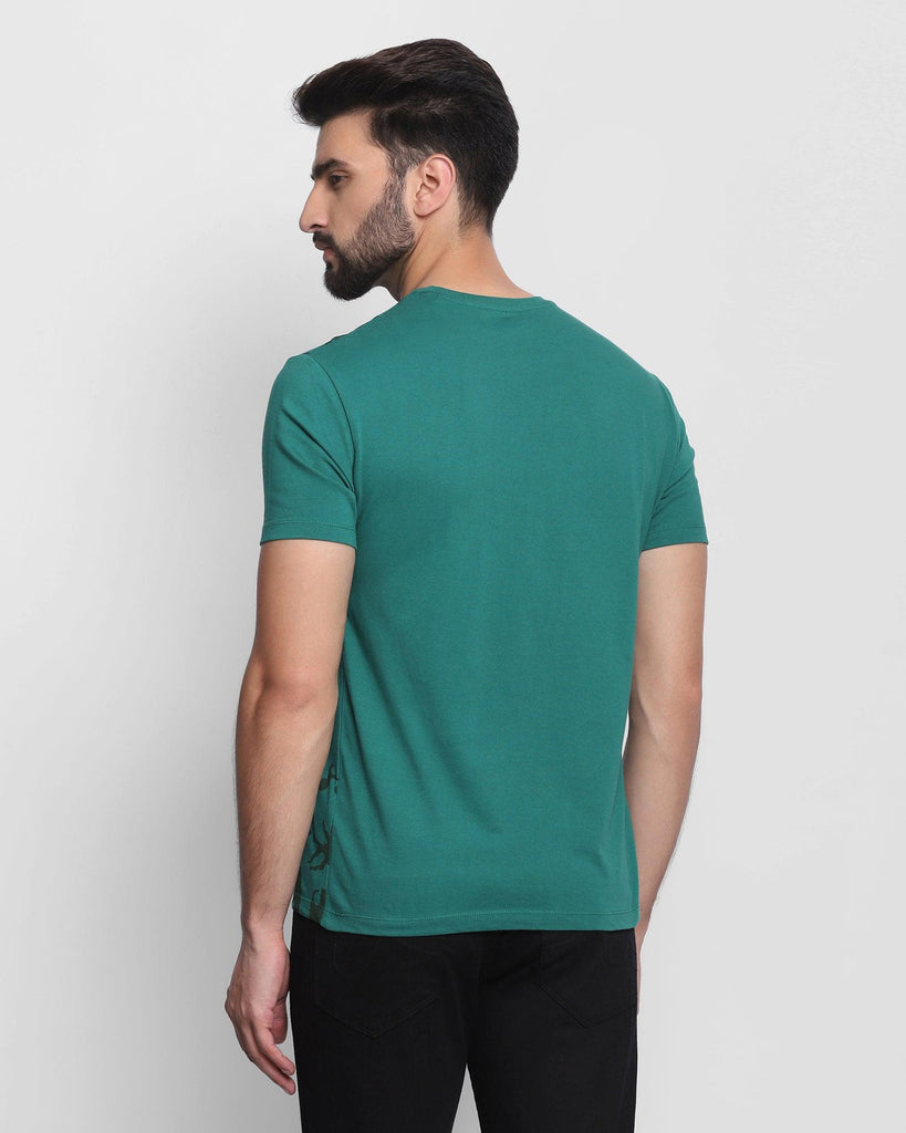 Crew Neck Forest Green Printed T-Shirt - Adeane