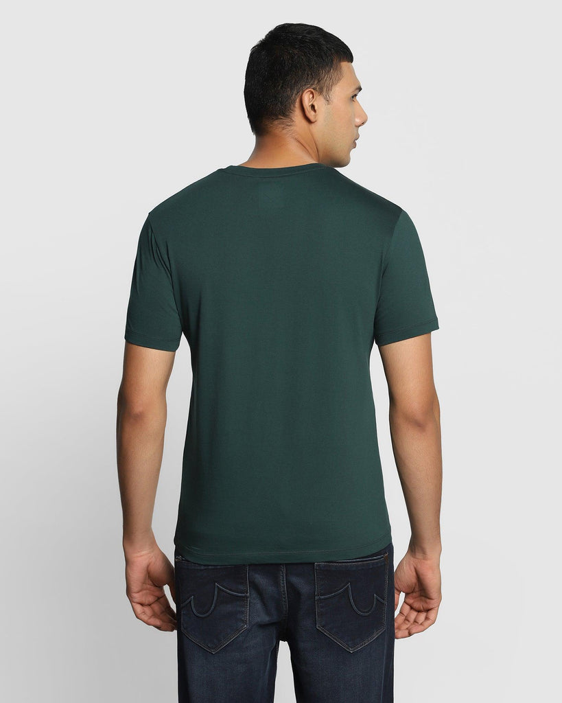 Crew Neck Forest Green Printed T-Shirt - Calvin