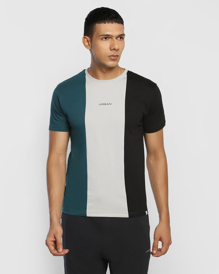 Crew Neck Teal Green Printed T-Shirt - Air