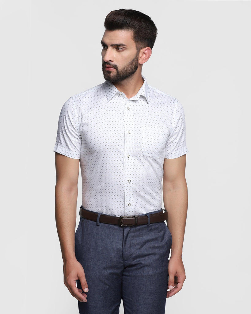 Formal Half Sleeve White Printed Shirt - Ritz