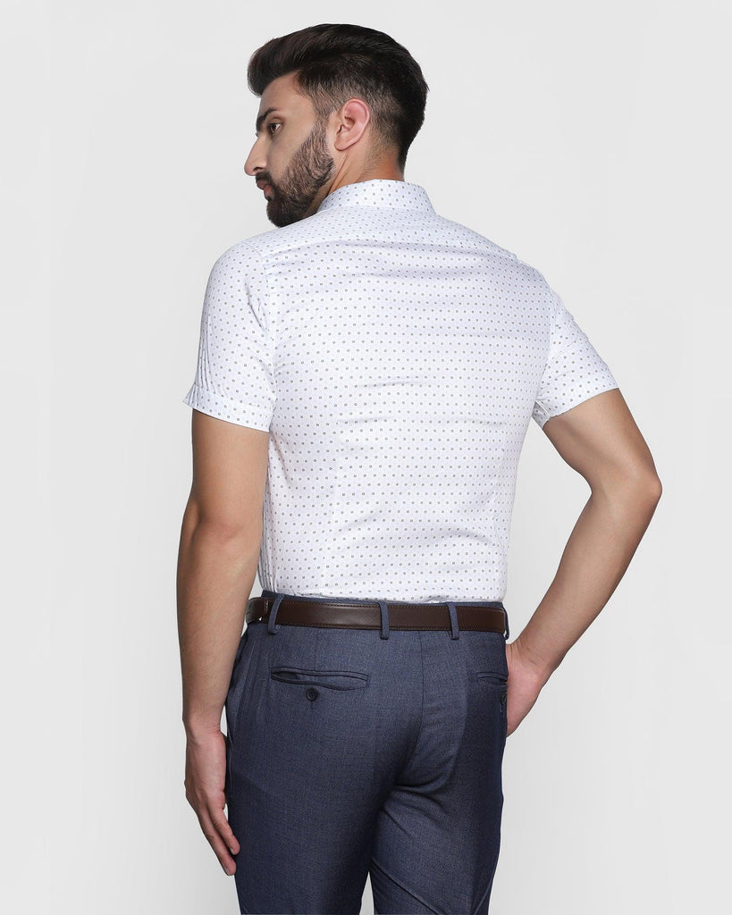 Formal Half Sleeve White Printed Shirt - Ritz