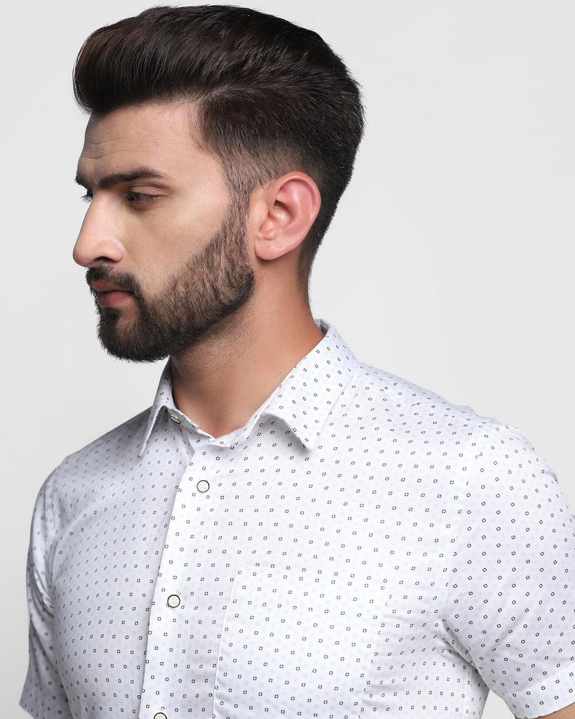 Formal Half Sleeve White Printed Shirt - Ritz