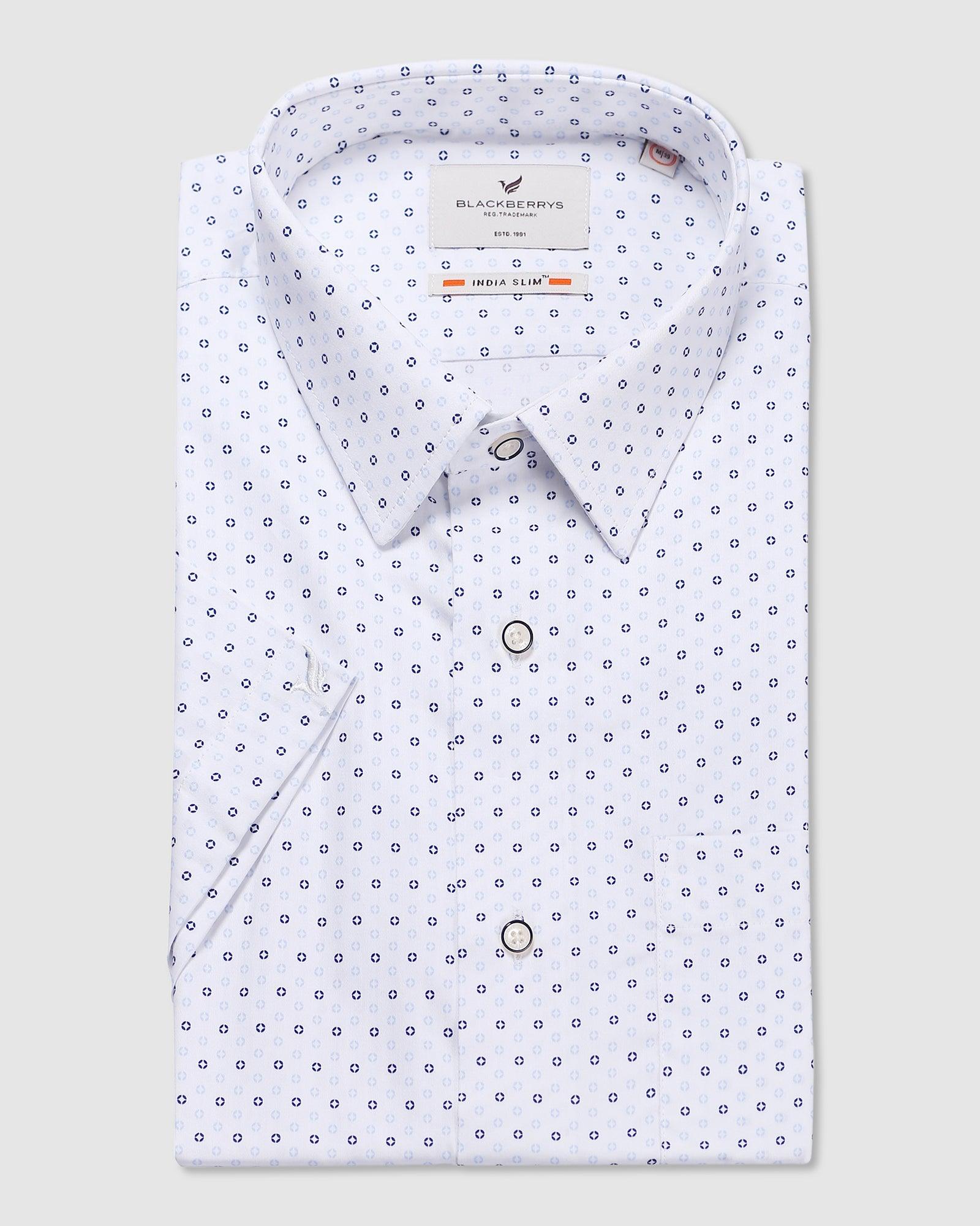 Formal Half Sleeve White Printed Shirt - Ritz