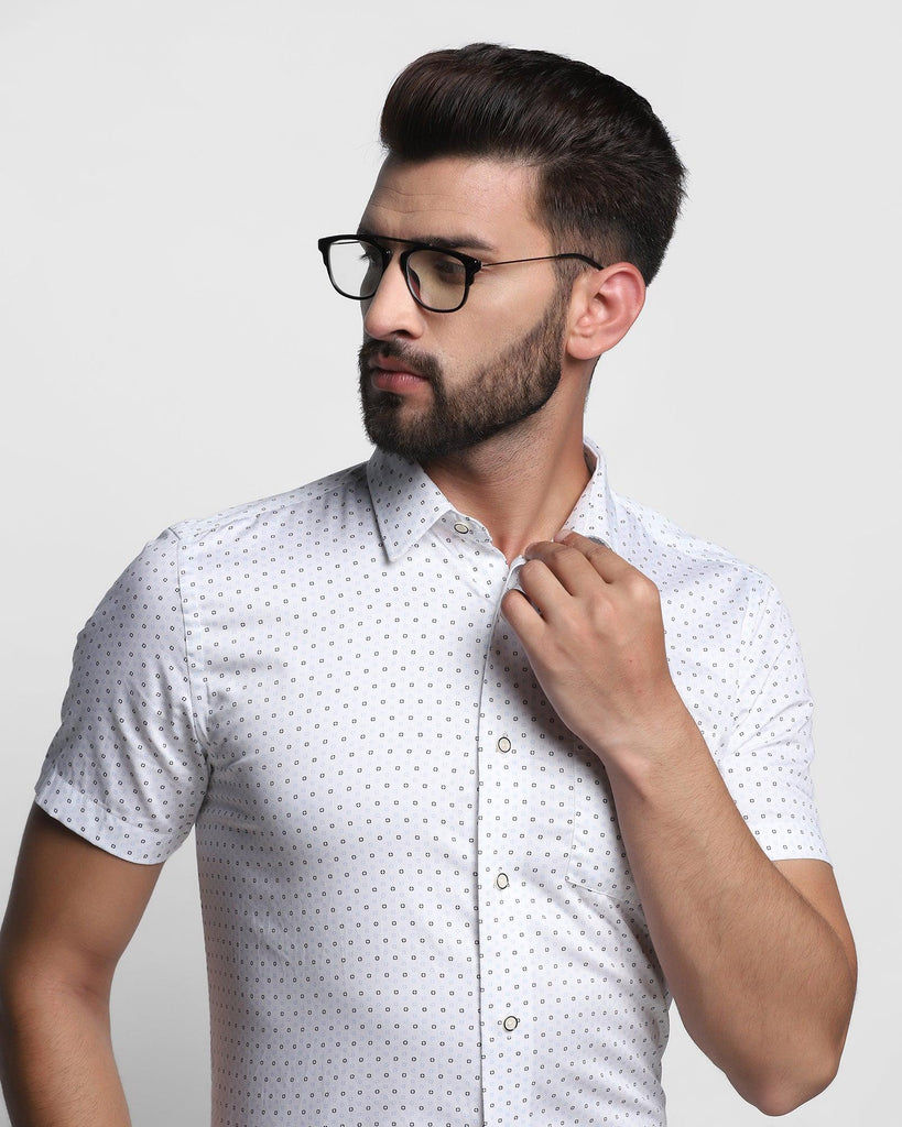 Formal Half Sleeve White Printed Shirt - Ritz