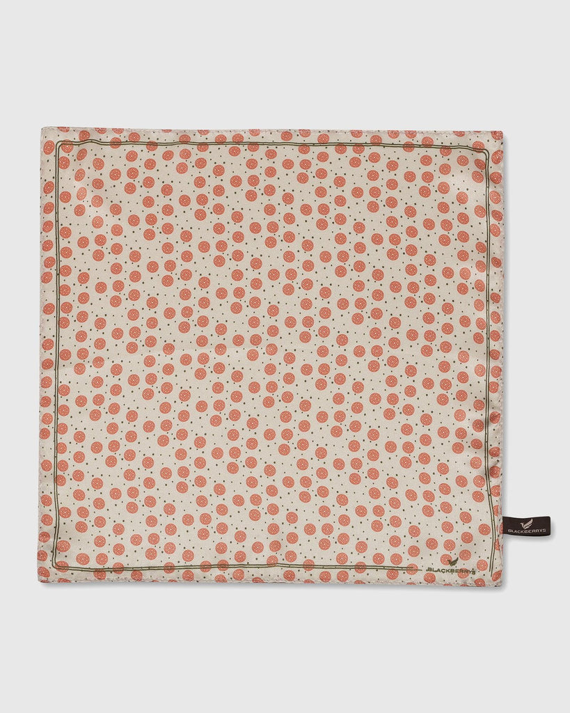 Silk Acru Printed Pocket Square - Sergio