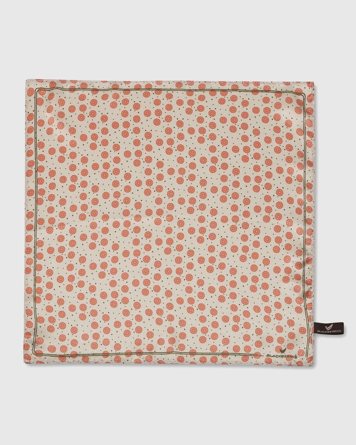 Silk Acru Printed Pocket Square - Sergio