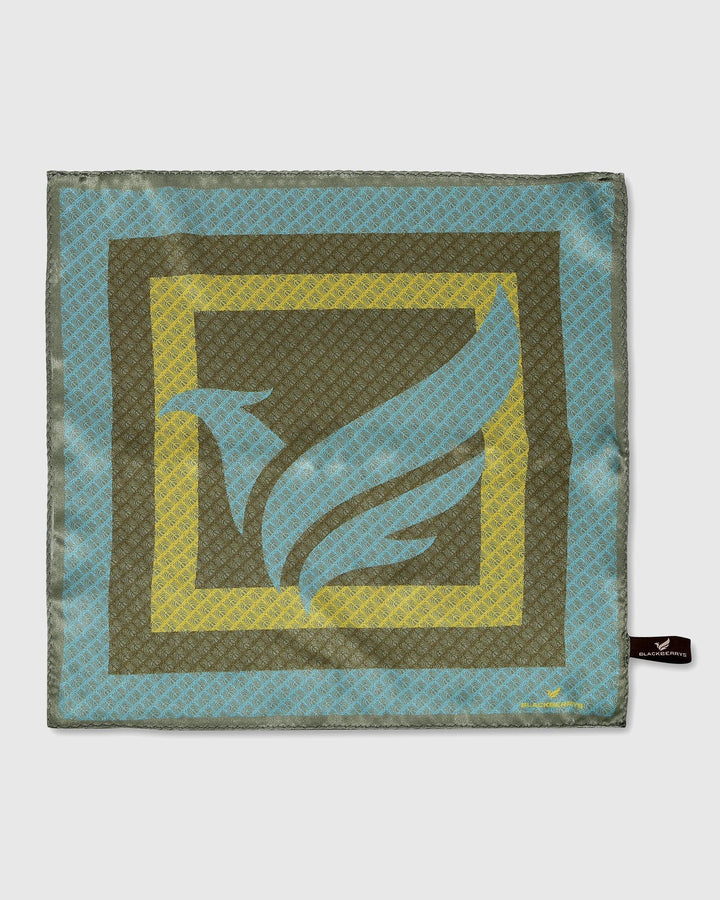 Silk Algae Green Printed Pocket Square - Saudi