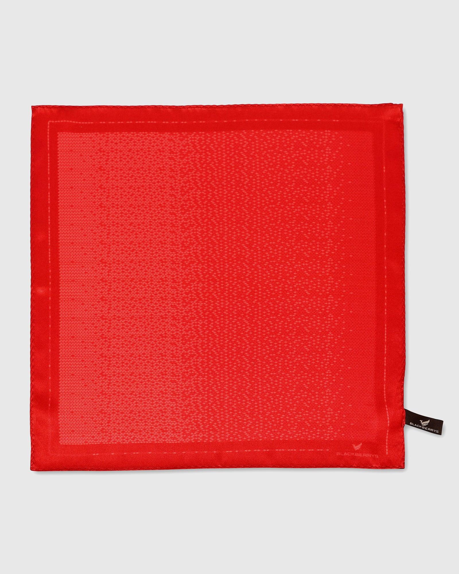 Silk Arora Red Printed Pocket Square - Salvia