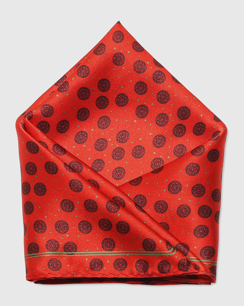 Silk Arora Red Printed Pocket Square - Sergio