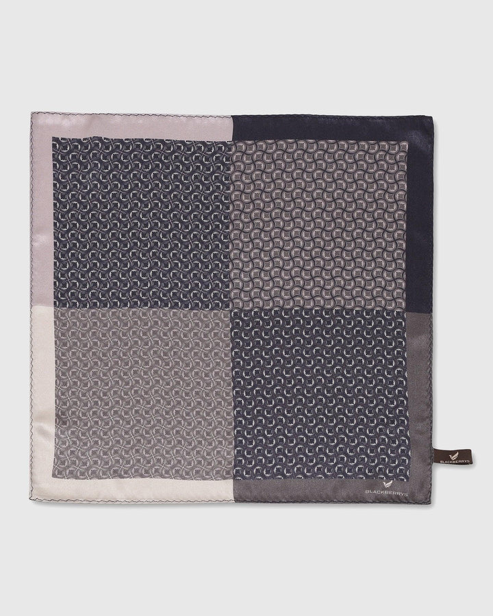 Silk Ash Grey Printed Pocket Square - Sophie