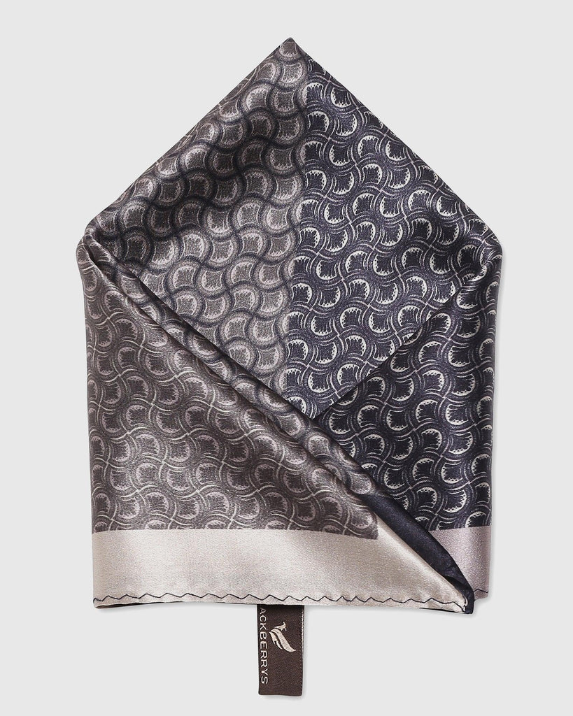 Silk Ash Grey Printed Pocket Square - Sophie