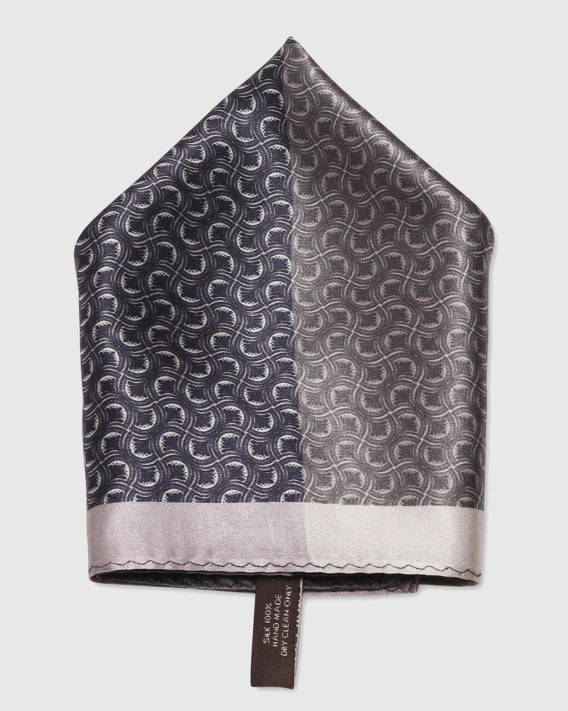 Silk Ash Grey Printed Pocket Square - Sophie