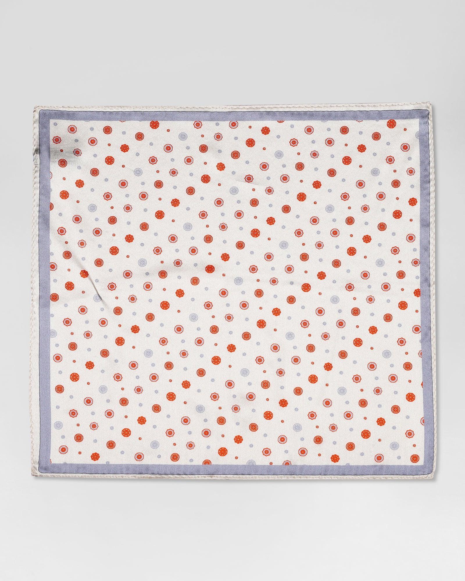 Silk Beige Printed Pocket Square - Rusty