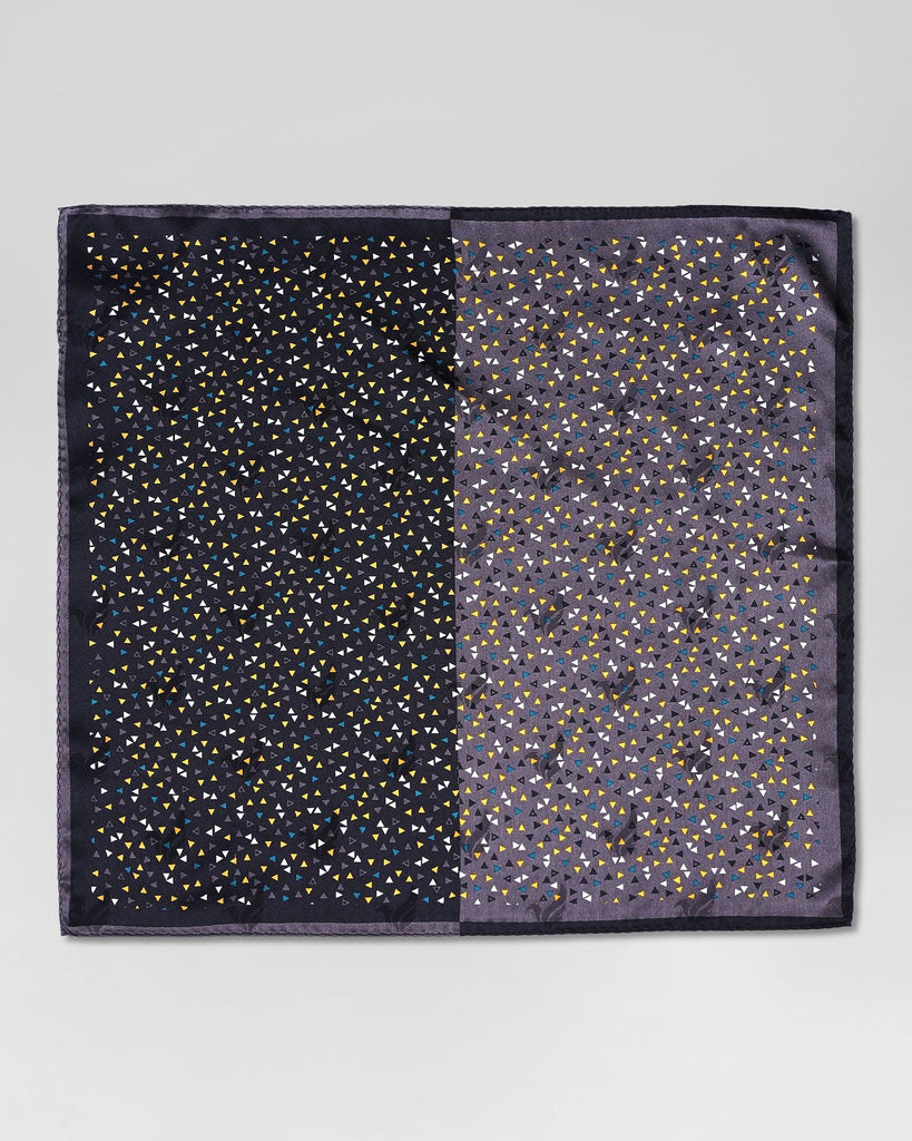 Silk Black & Grey Printed Pocket Square - Rechard