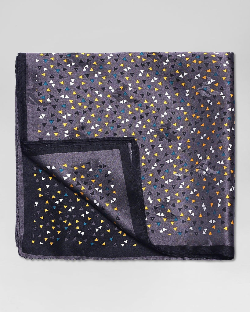 Silk Black & Grey Printed Pocket Square - Rechard