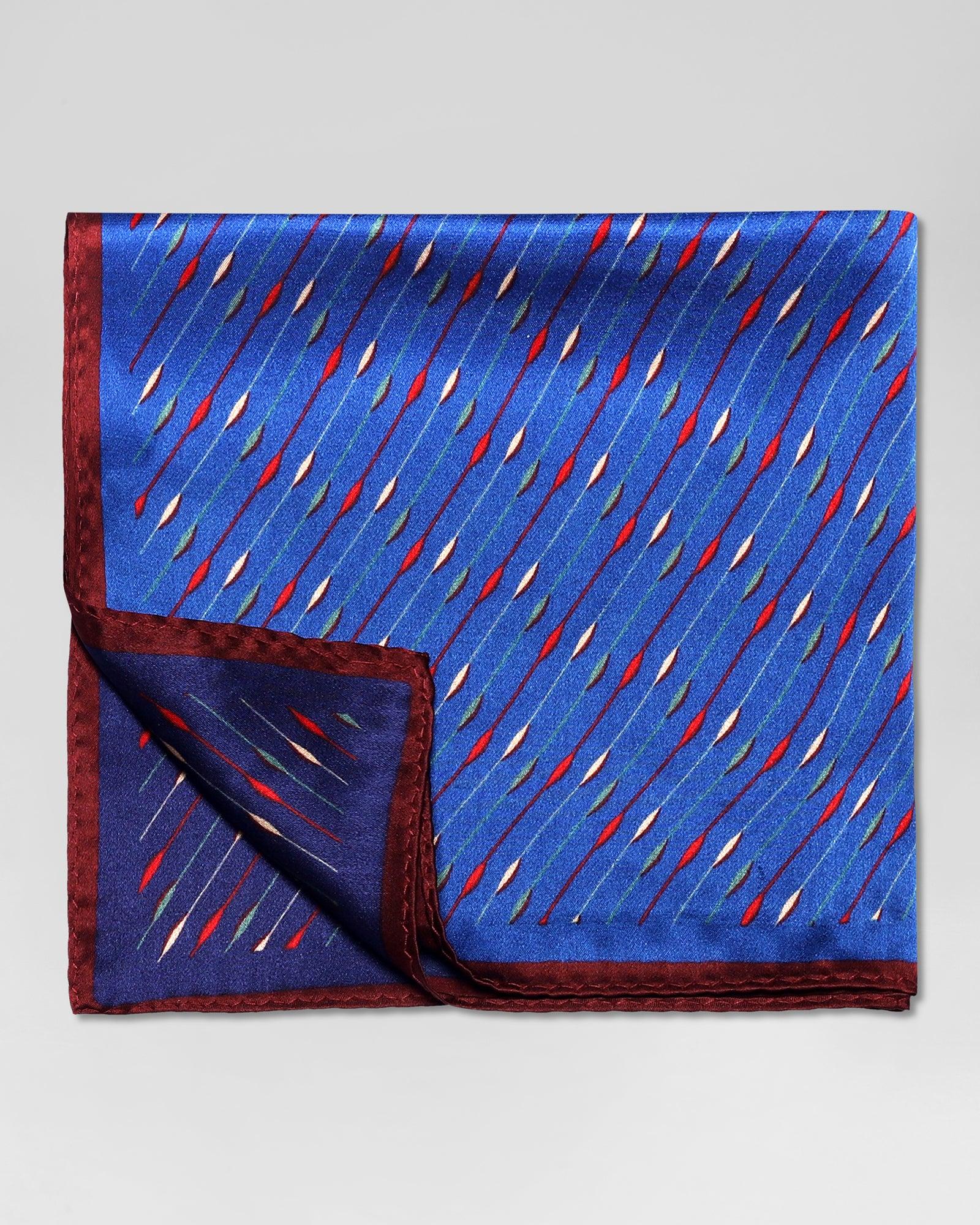 Silk Blue & Navy Printed Pocket Square - Rondel
