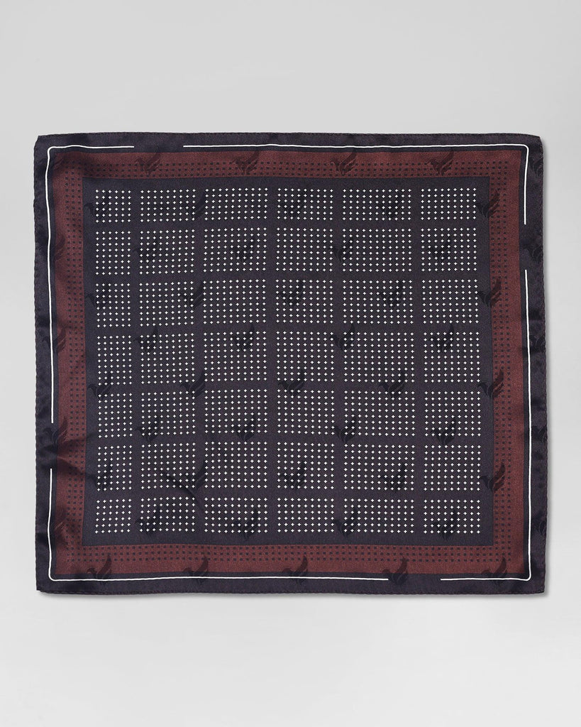 Silk Brown Printed Pocket Square - Raven