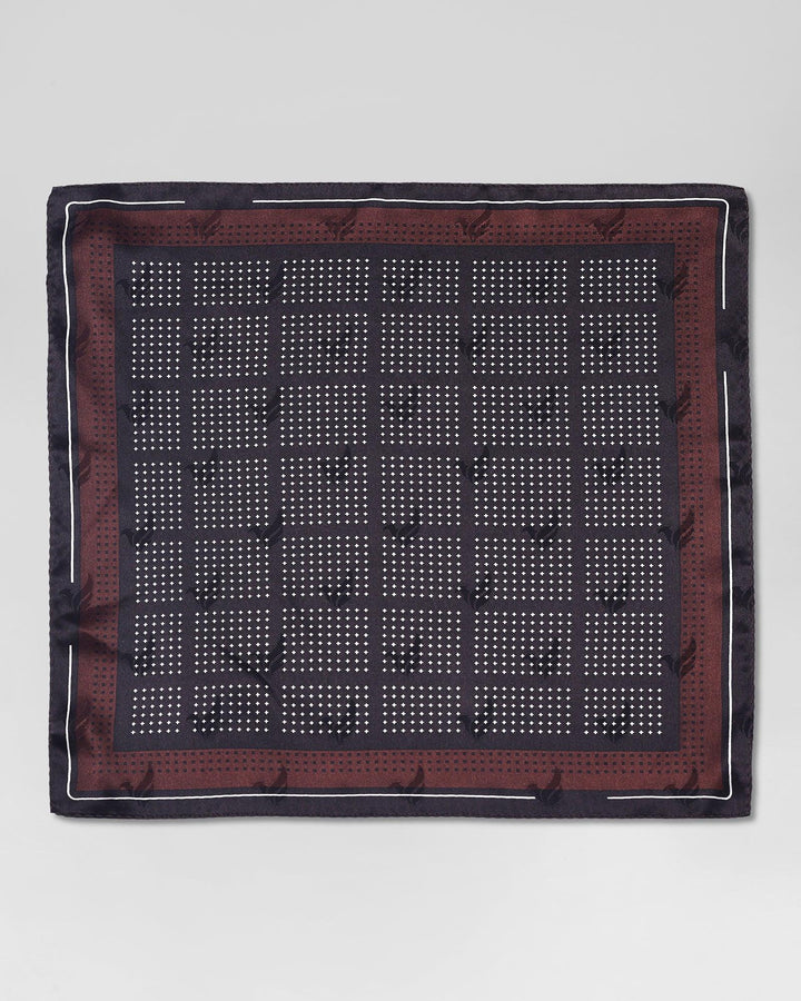 Silk Brown Printed Pocket Square - Raven