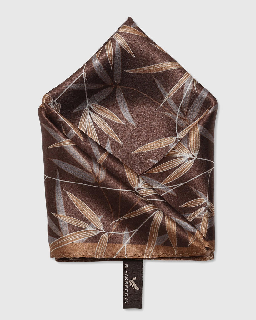 Silk Chocolate Brown Printed Pocket Square - Saint