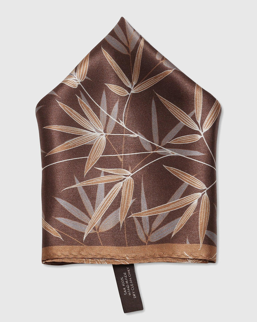 Silk Chocolate Brown Printed Pocket Square - Saint