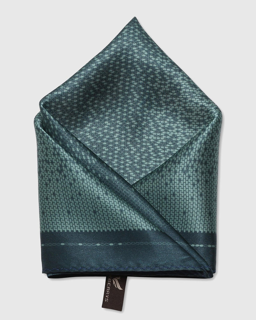 Silk Dark Green Printed Pocket Square - Salvia