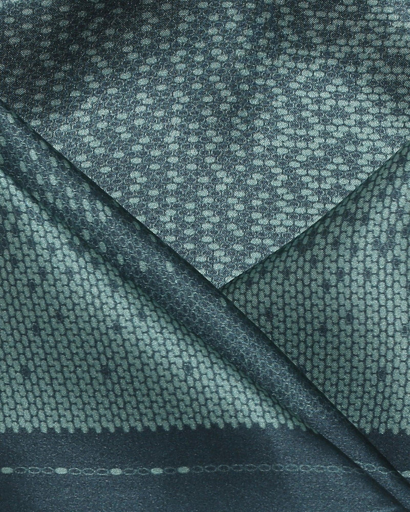 Silk Dark Green Printed Pocket Square - Salvia