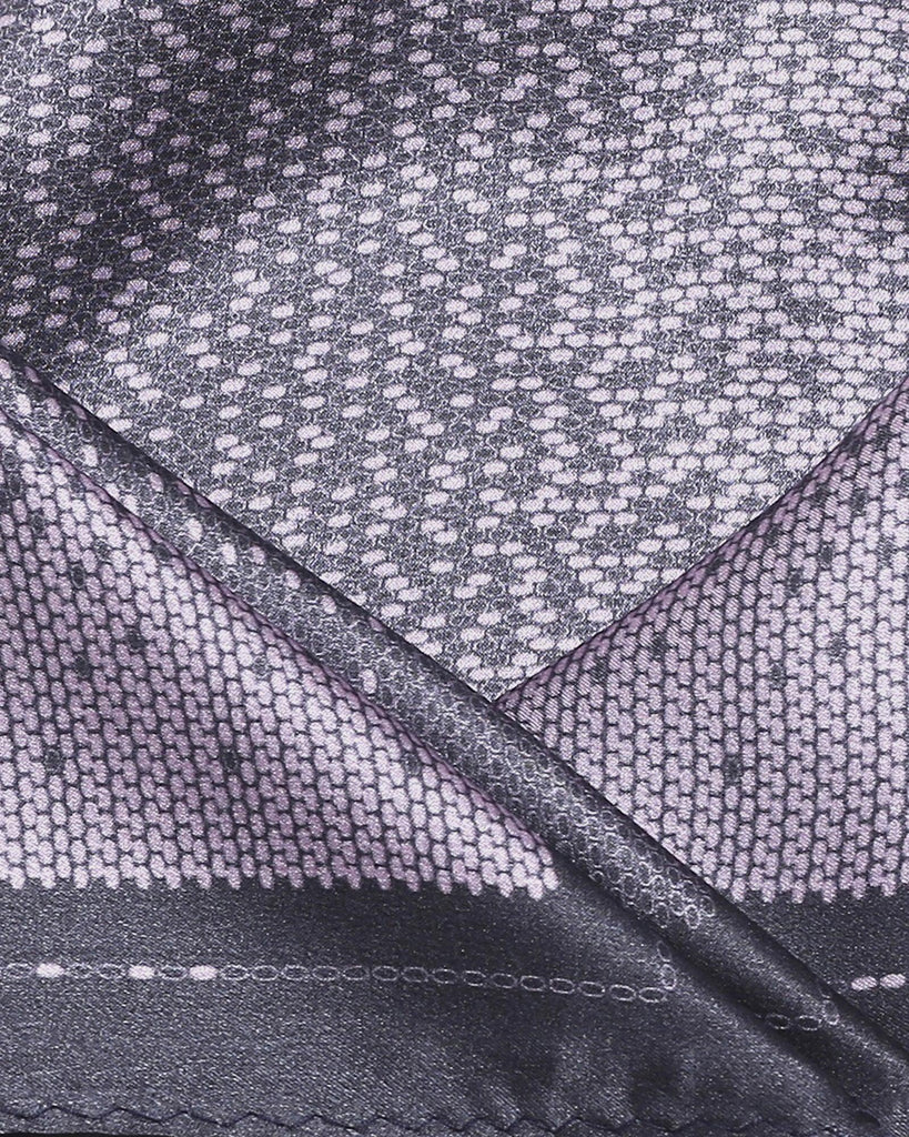 Silk Dark Purple Printed Pocket Square - Salvia