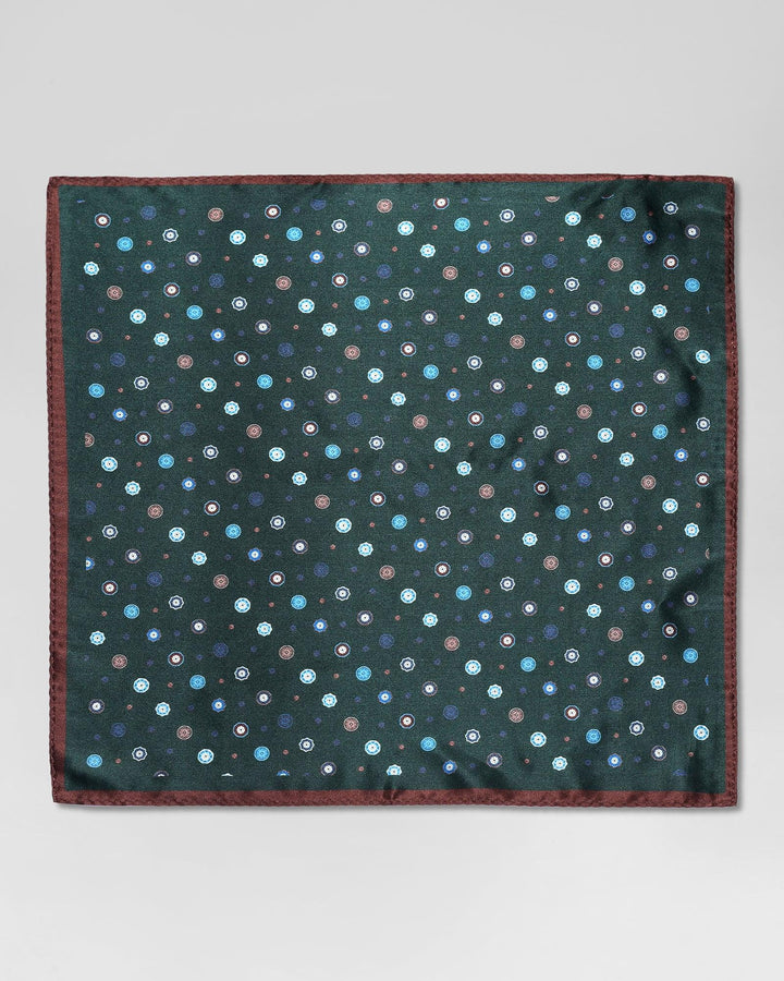 Silk Green Printed Pocket Square - Rusty