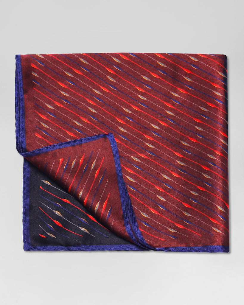 Silk Maroon Black Printed Pocket Square - Rondel