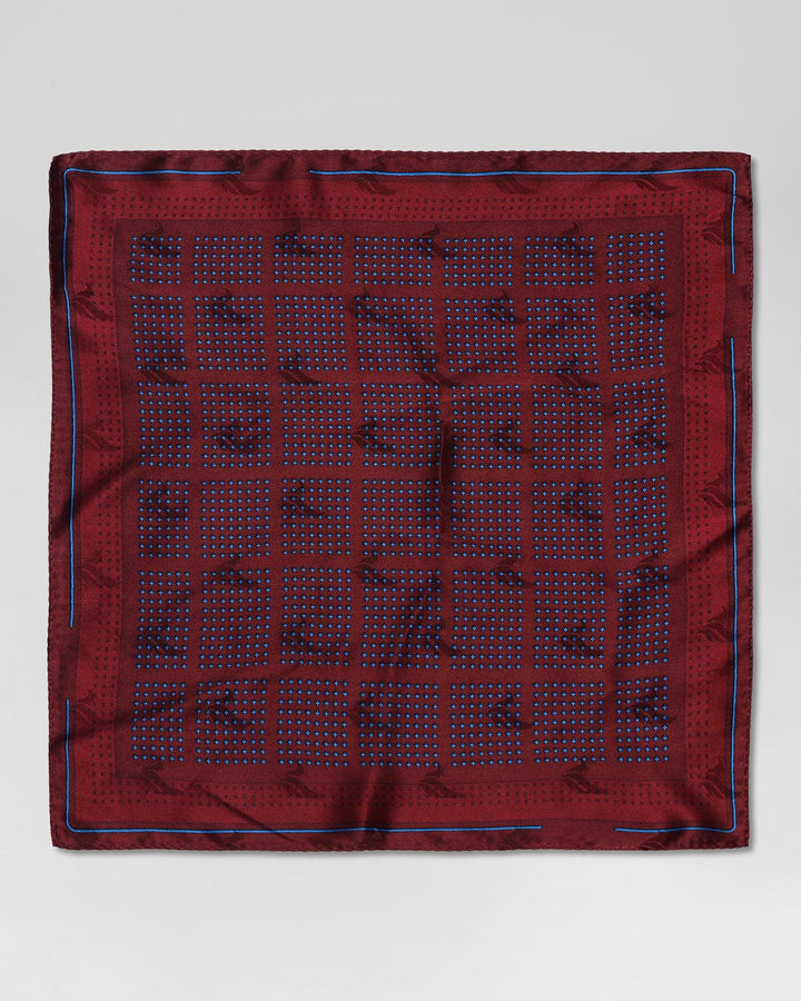 Silk Maroon Printed Pocket Square - Raven