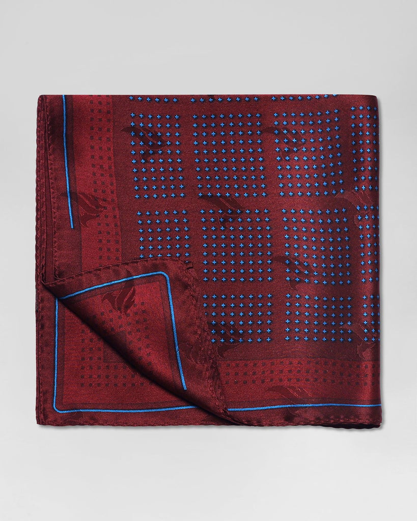 Silk Maroon Printed Pocket Square - Raven