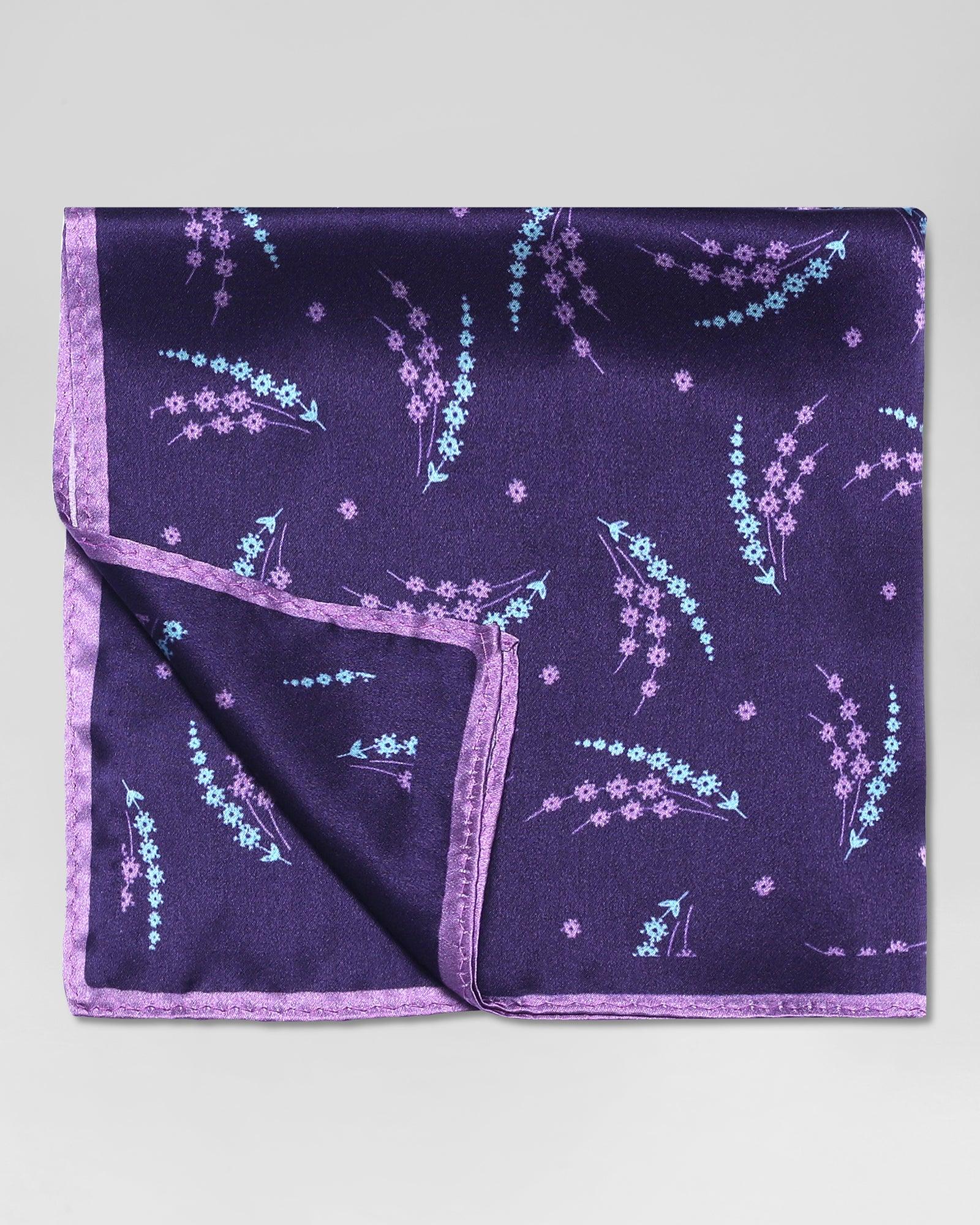 Silk Purple Printed Pocket Square - Rosemerry